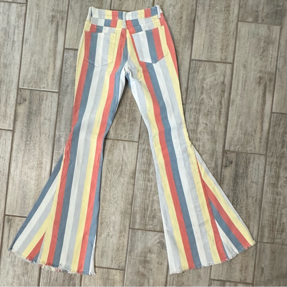 NEW - Wisteria Lane Striped Bell Bottom Jeans - Picture 3 of 4